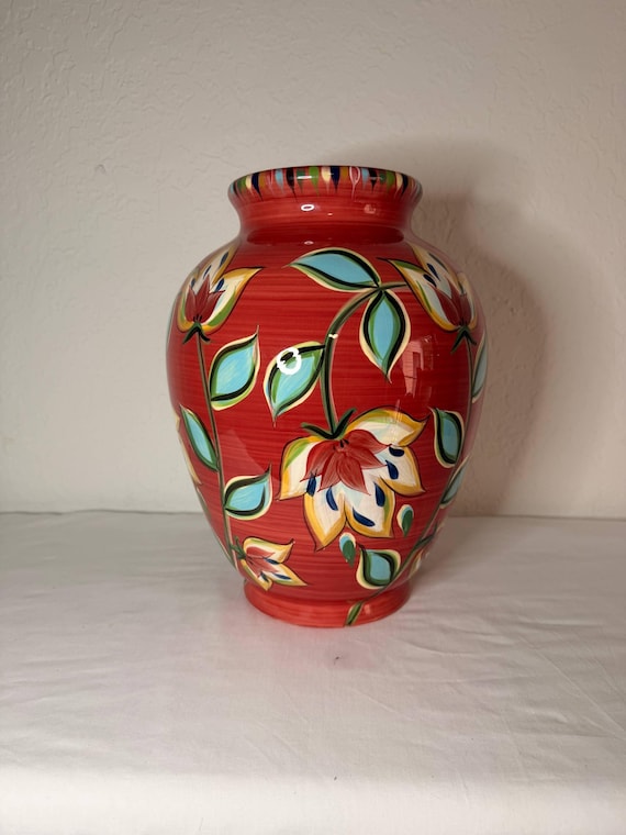 Vintage Gail Pittman “bountiful Red” Ceramic Vase for Southern
