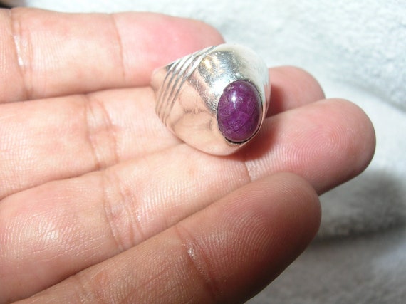 Vintage Sterling Ruby Dome Ring - image 1