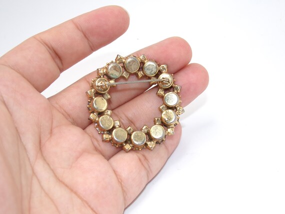 Vintage Karu Arke Style Autumn Rhinestone Wreath Brooch Topaz AB 1.75\