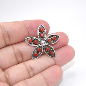 Vintage Sterling Coral Zuni Pendant Brooch by Bernadine Charlie