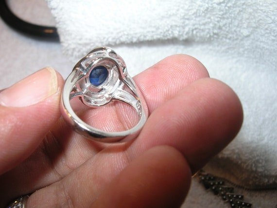 Vintage Sterling Silver Sapphire Ring - image 2
