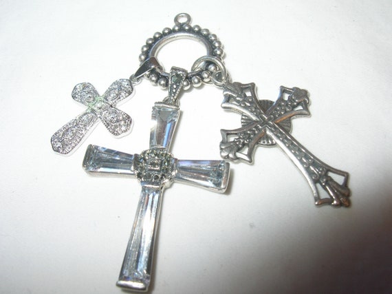 Vintage Sterling Pendant Set of 3 Crosses - image 3