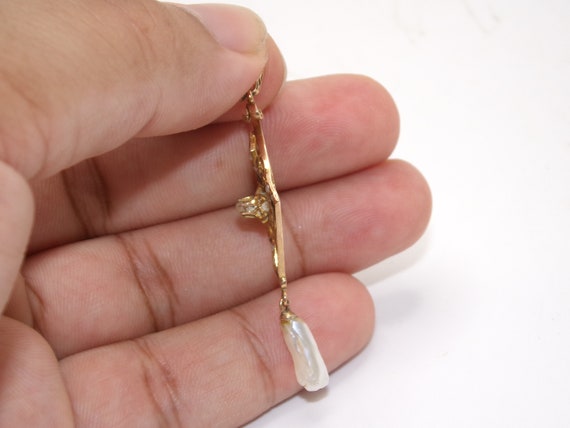 Antique 10K Gold Freshwater Pearl Lavalier Pendant - image 7