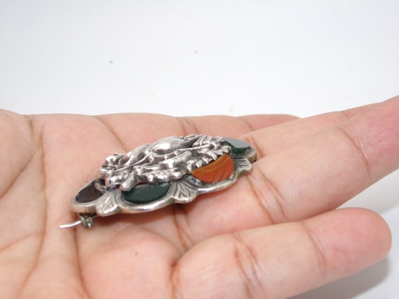 Antique Sterling Agate Irish Scottish Brooch - image 2