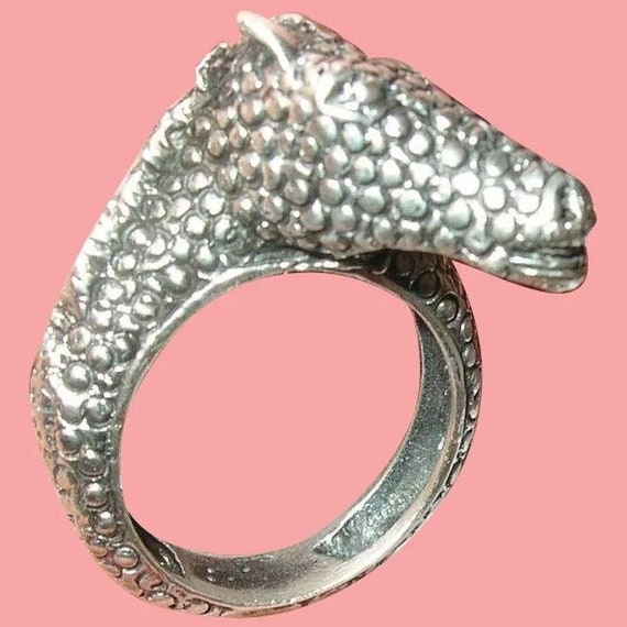 Vintage Ring Sterling Horse - image 1