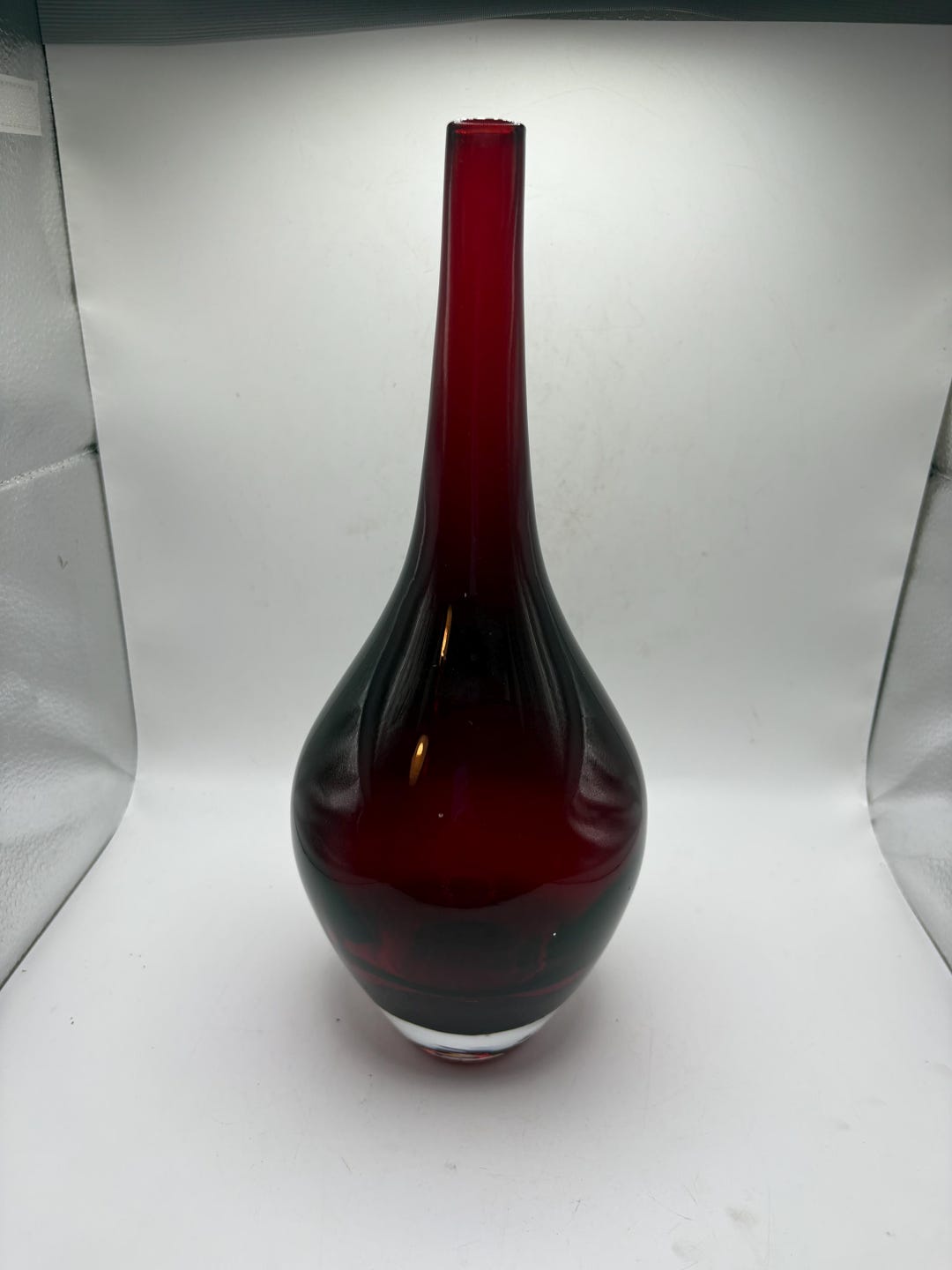 Vintage Hand-blown Ruby Red Glass Vase - Etsy