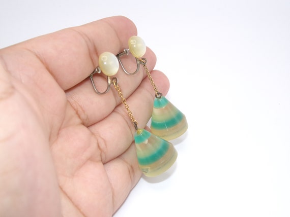 Art Deco Lucite Drop Earrings Japanese Export View 2