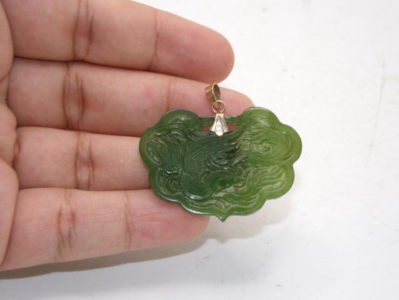 Jade phoenix pendant 14k - Gem