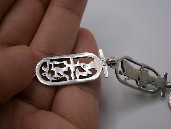 Vintage Sterling Link Bracelet Egyptian Revival - image 5