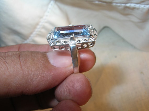 Art Deco Sterling Ring  Blue Topaz - image 5