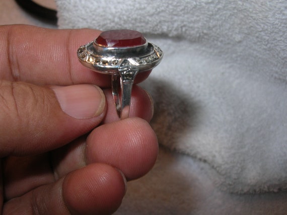 Art Deco Sterling Carnelian Ring - image 3