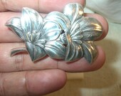 Vintage Sterling Repousse Brooch By Lang
