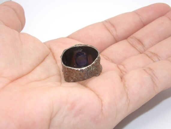 Vintage Sterling Vermeil Ring Lab Created Sapphire - image 4