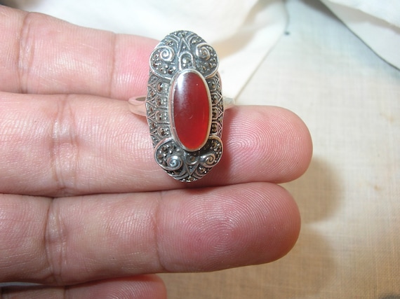 Vintage Sterling Carnelian Ring - image 1