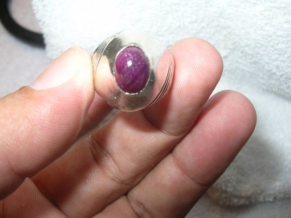 Vintage Sterling Ruby Dome Ring - image 4