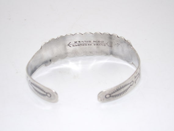 Vintage Coin Silver Navajo Cuff Bracelet by Silve… - image 3