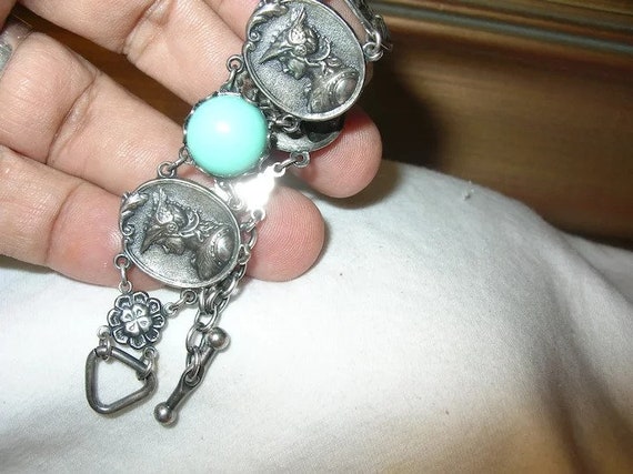 Vintage Link Bracelet Repousse Work - image 2