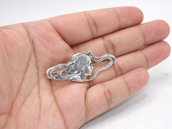 Vintage Sterling Art Nouveau Style Brooch - image 5