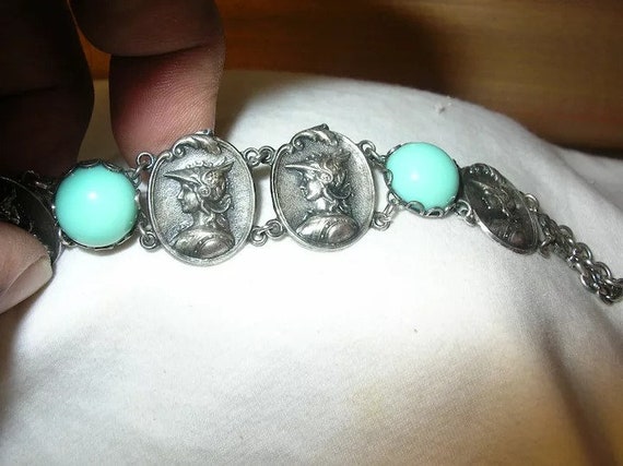 Vintage Link Bracelet Repousse Work - image 3