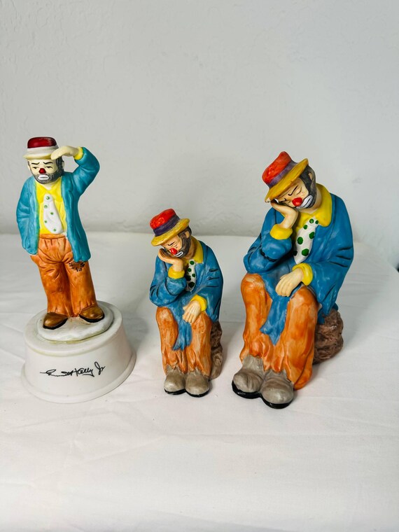 Vintage Emmett Kelly Jr. Clown Figurines – Set of 3, Signed