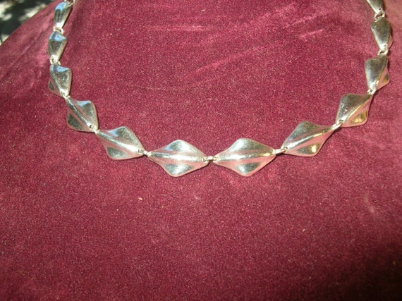 Vintage Sterling Modernist Design Link Necklace - image 1