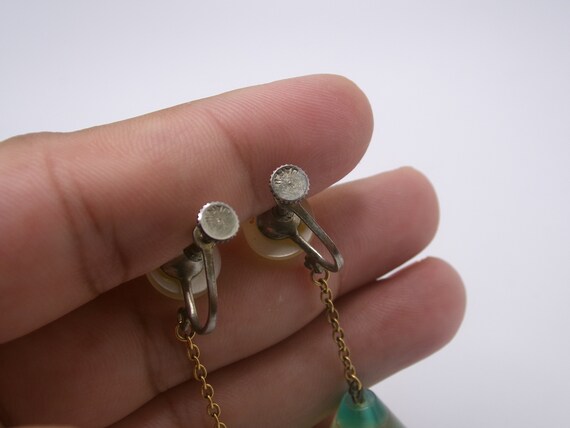 Art Deco Lucite Drop Earrings Japanese Export View 6