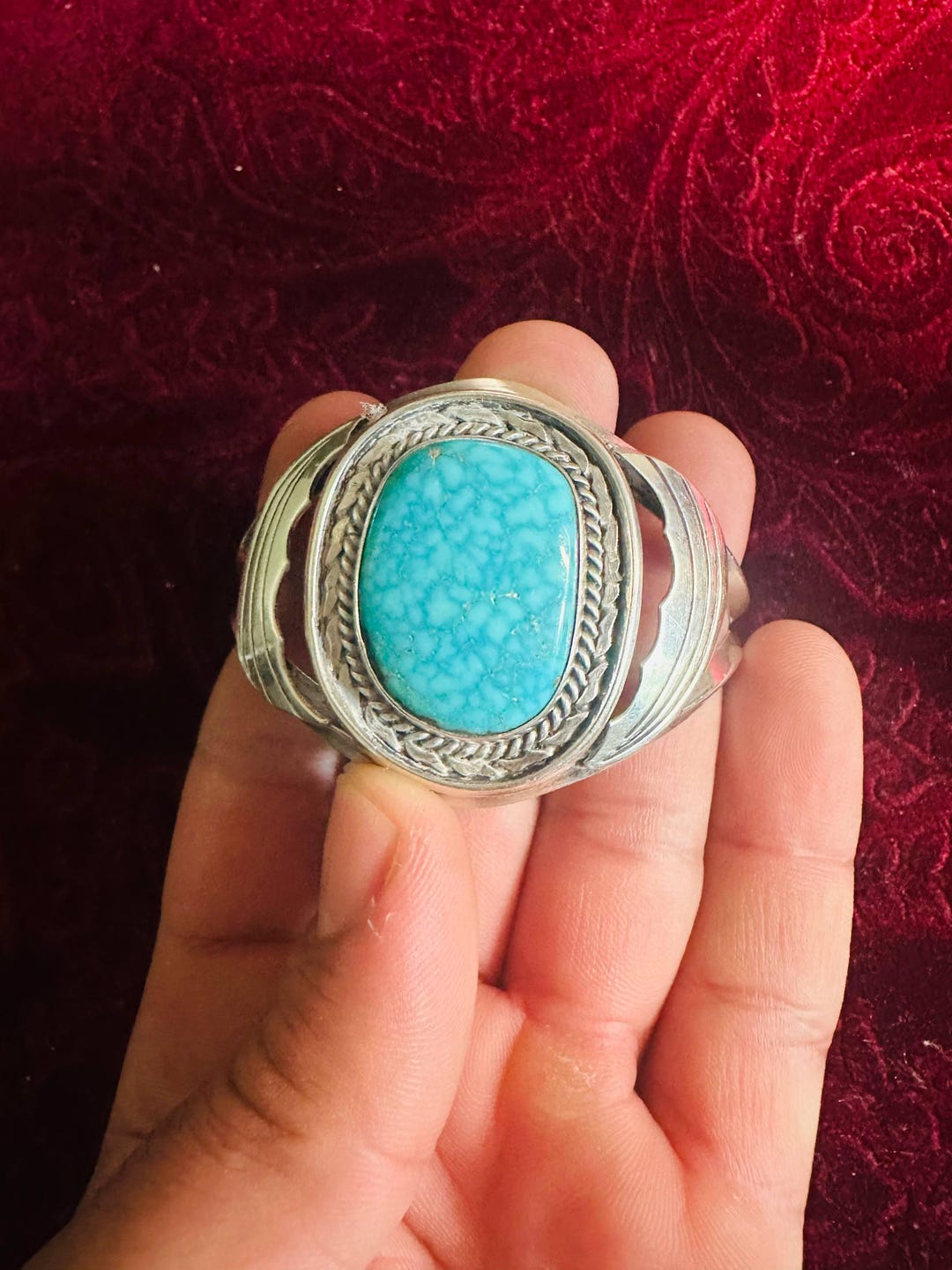 Vintage Navajo Sterling Silver and Turquoise Cuff Bracelet by H.R.C. - Etsy
