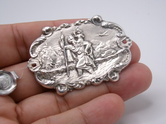 Vintage Sterling Silver 3D Pendant Plaque - image 4