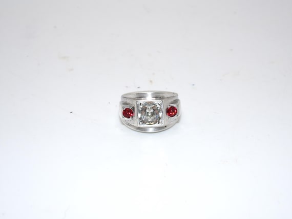 Art Deco Sterling Silver Men's Ring by Uncas Mfg Co -- Faux Stones