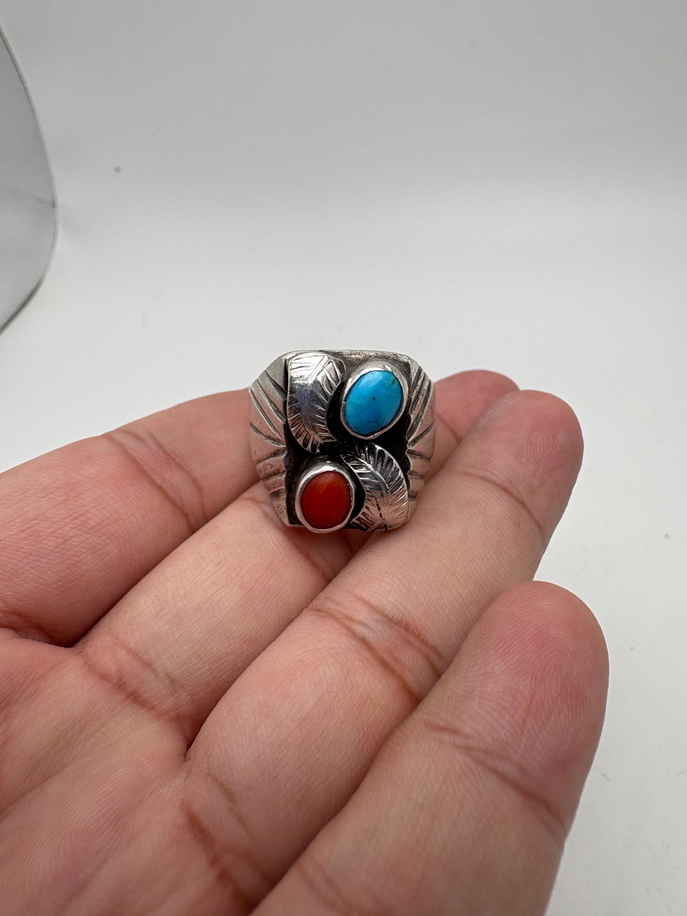 Bague Homme Navajo – Argent 925 – Motif Pyramide – Taille 11.5 – Fabriquée Main