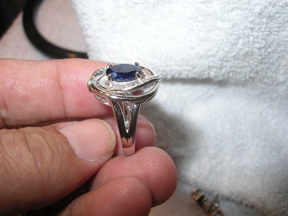 Vintage Sterling Silver Sapphire Ring - image 3