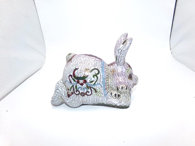 Vintage Cloisonne Bunny Rabbit Enamel Handcrafted Animal Figurine ...