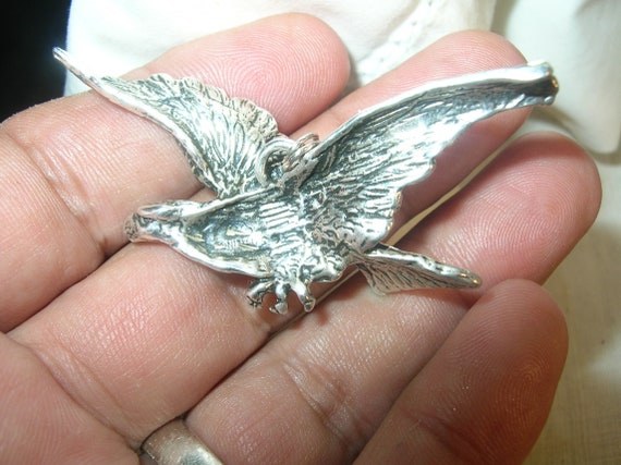 Vintage Sterling Eagle Pendant - image 2