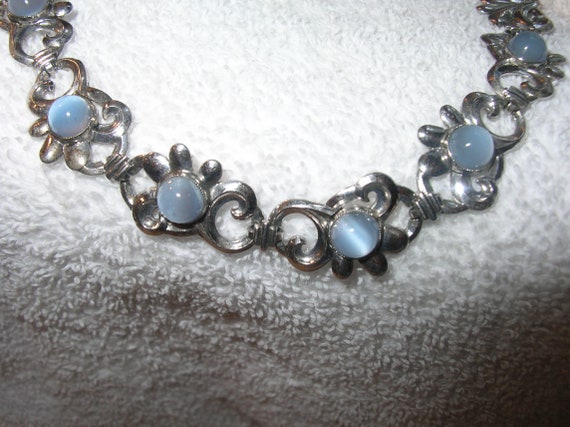 Vintage Sterling Blue Moonstone Necklace by WRE - image 1