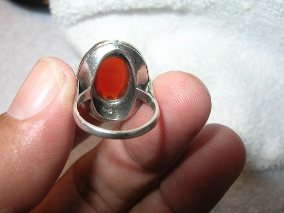 Art Deco Sterling Carnelian Ring - image 4