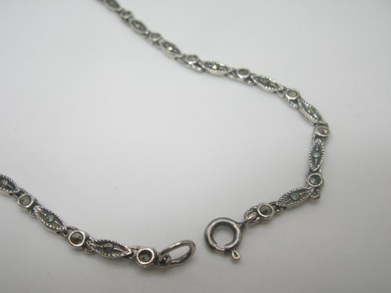 Vintage Sterling Marcasite Bib Necklace - image 7