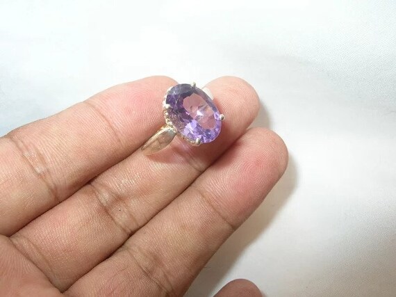 Vintage Sterling Amethyst Cabana Ring - image 3