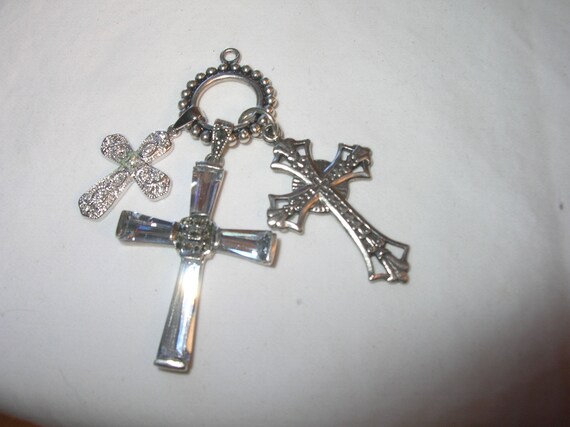 Vintage Sterling Pendant Set of 3 Crosses - image 1