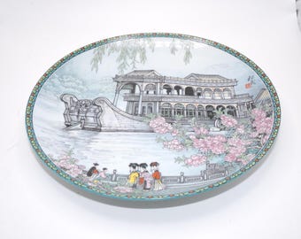 Vintage kejserlig Jingdezhen porslinsdekorativ tallrik - originalförpackning
