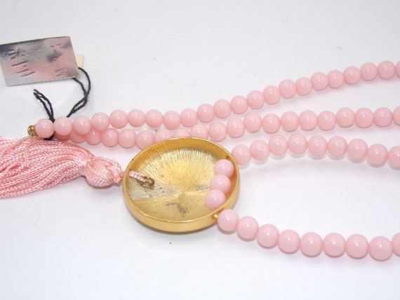 Vintage Plastic Bead Pendant Necklace - Costume - image 5