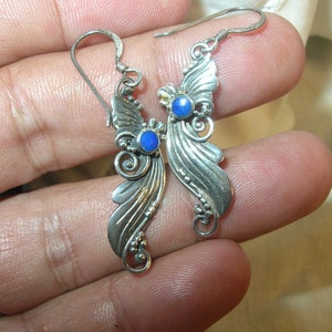 Vintage Sterling Blue Lapis Drop Earrings