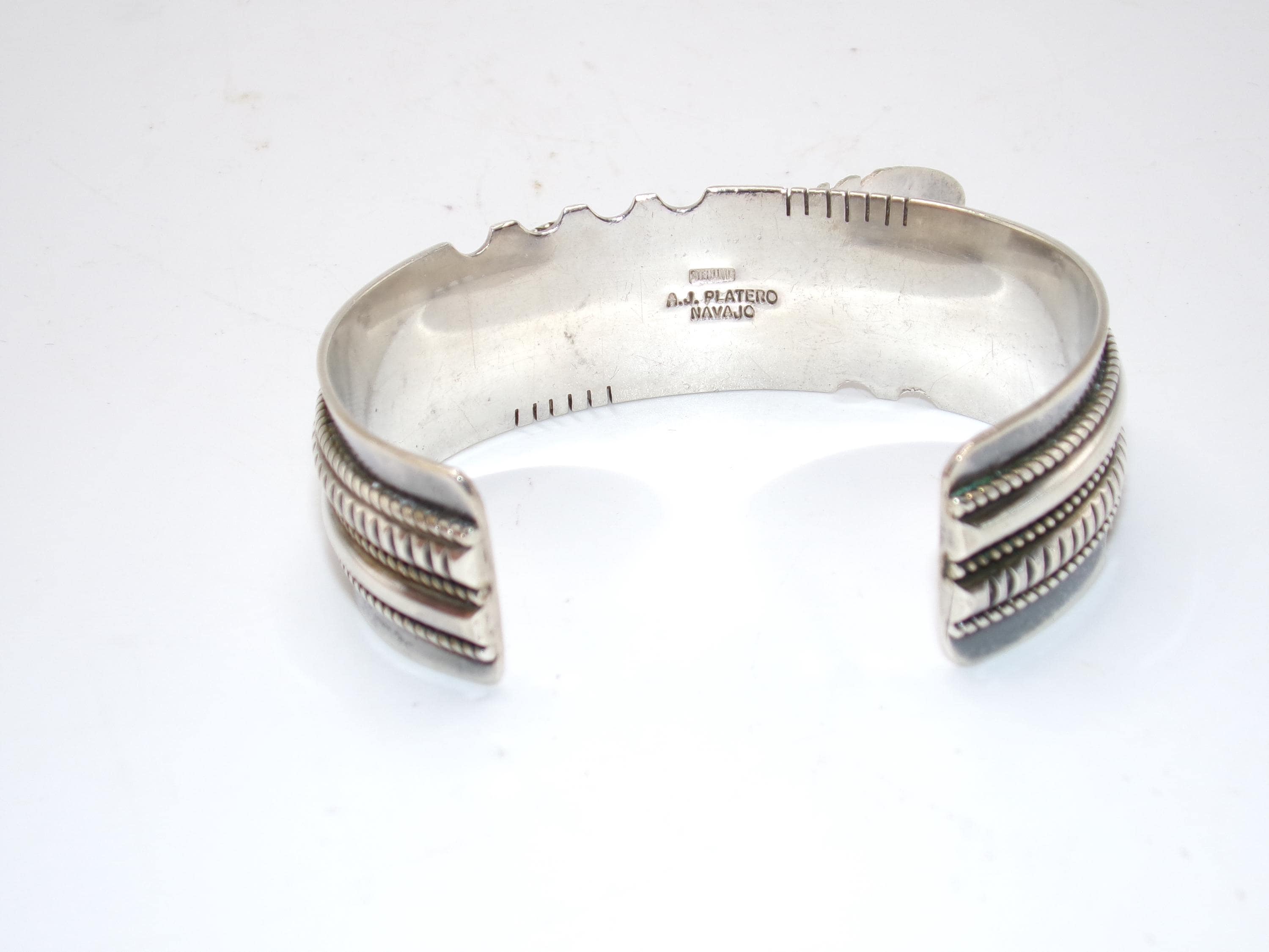 Vintage Sterling Turquoise Cuff Bracelet by A.J. Platero – Navajo