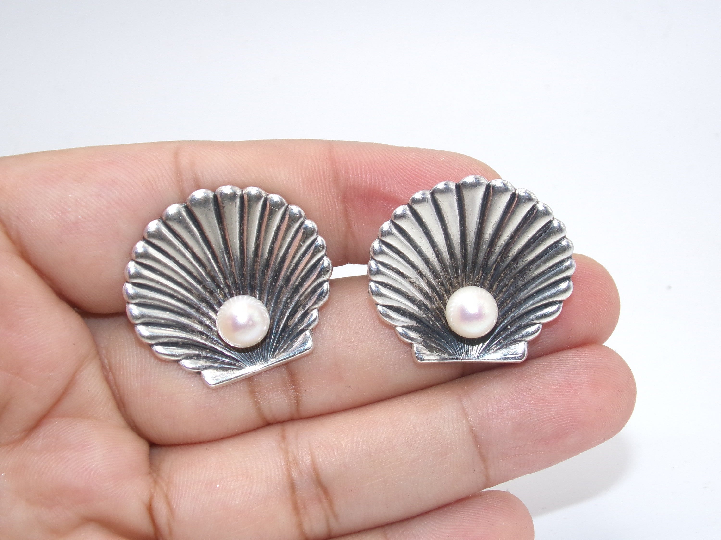 Antike Sterling Mikimoto Manschettenknöpfe von EP