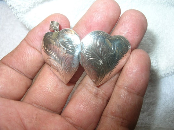 Vintage Sterling Chased Heart Locket by SU - image 3