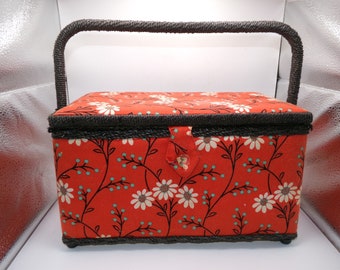 Vintage Sewing Kit Basket - Flower Motif
