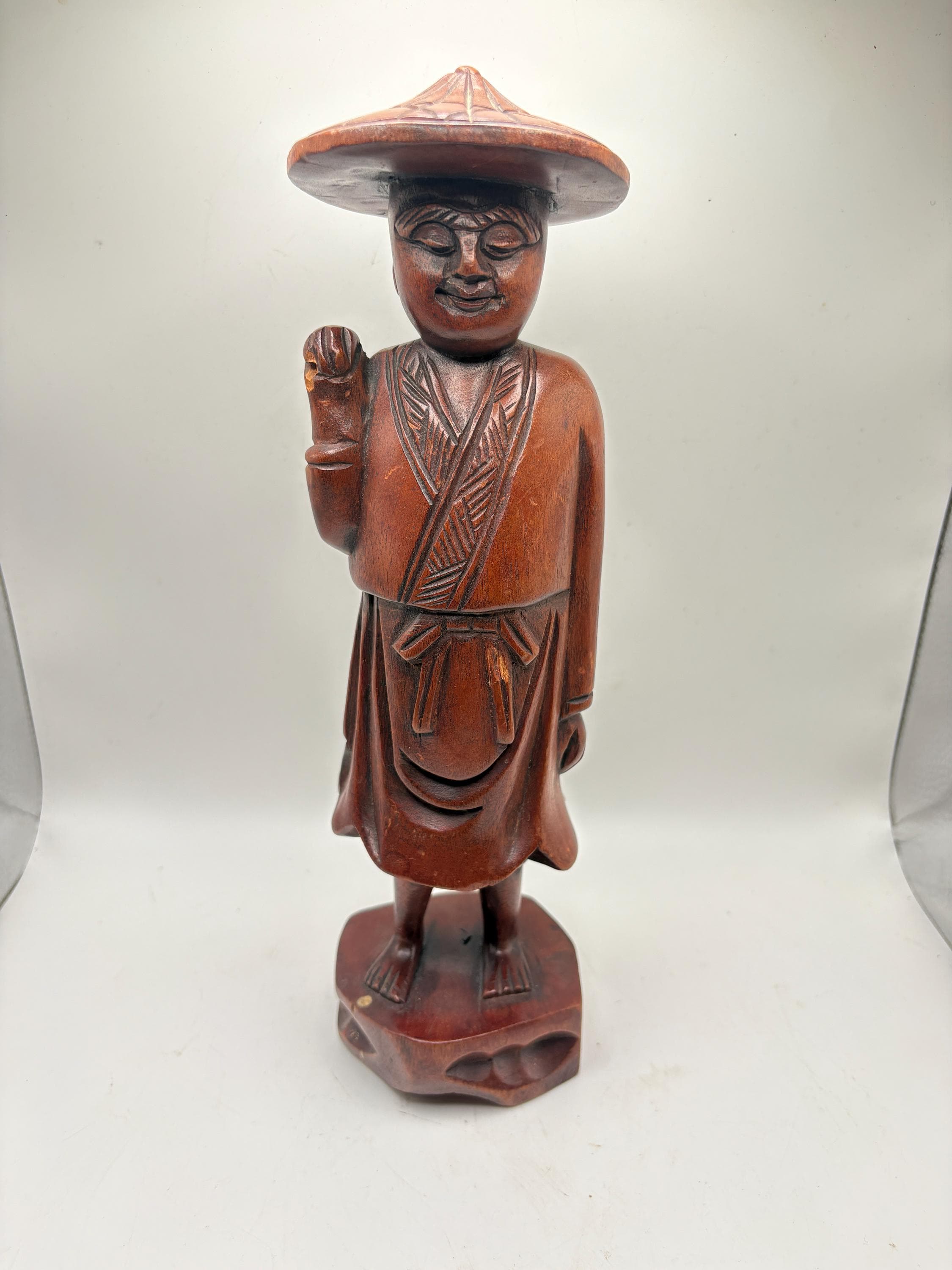 Vintage Hand-carved Wooden Statue of Asian Man – 12 Inches Tall - Etsy