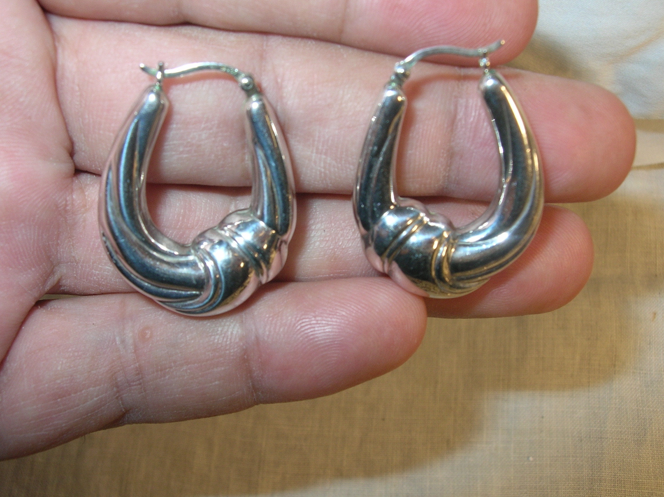 Vintage Sterling Twisted Hoop Earrings - Etsy