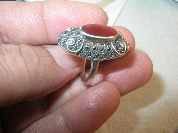Vintage Sterling Carnelian Ring - image 3