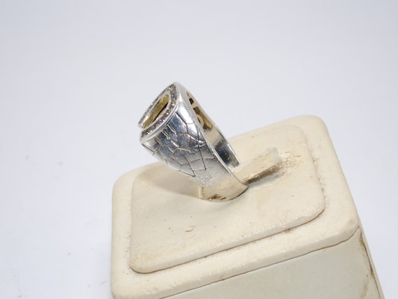 Vintage Sterling Horseshoe Ring - Faux Diamonds - image 2