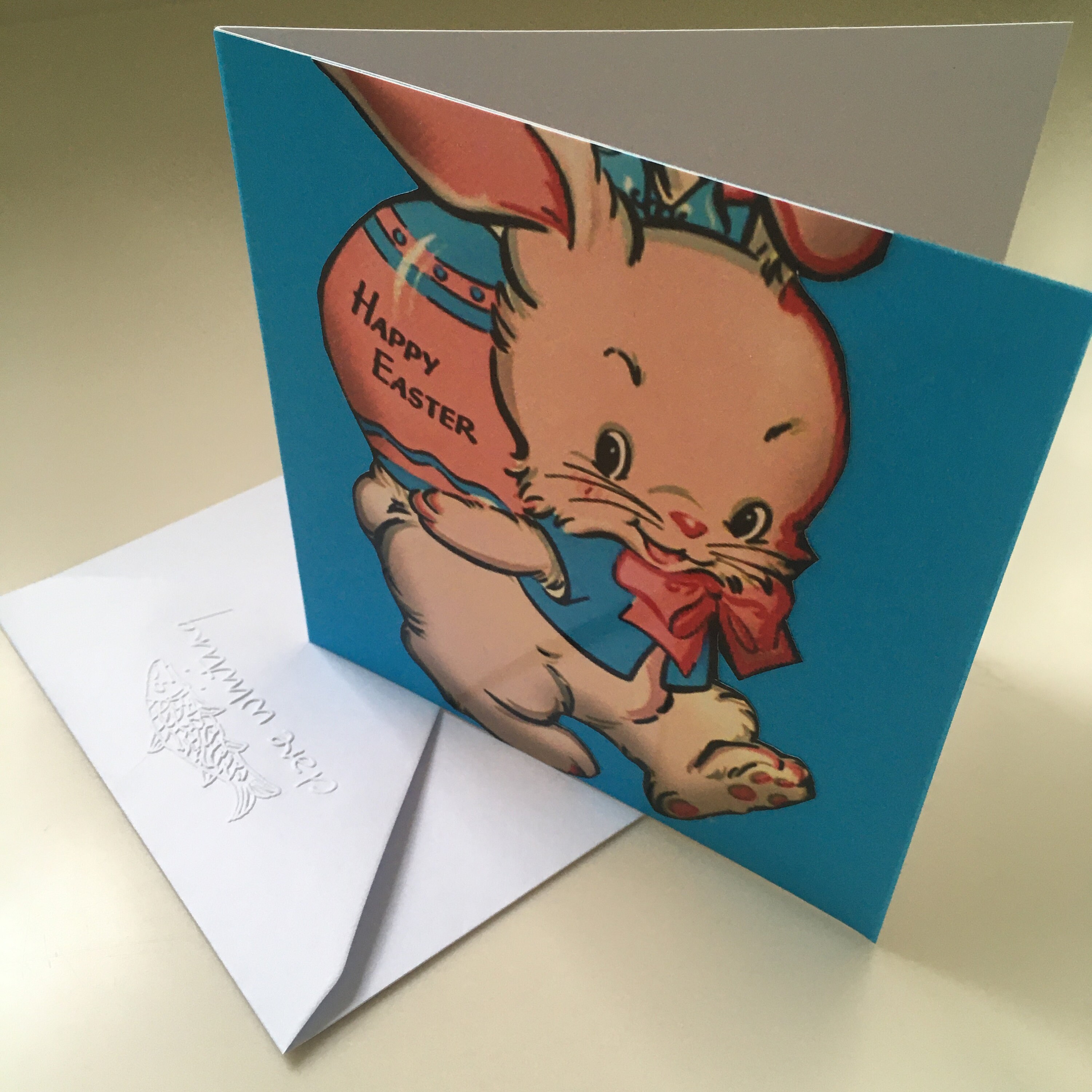 Easter Bunny Handmade Retro Card - Etsy.de